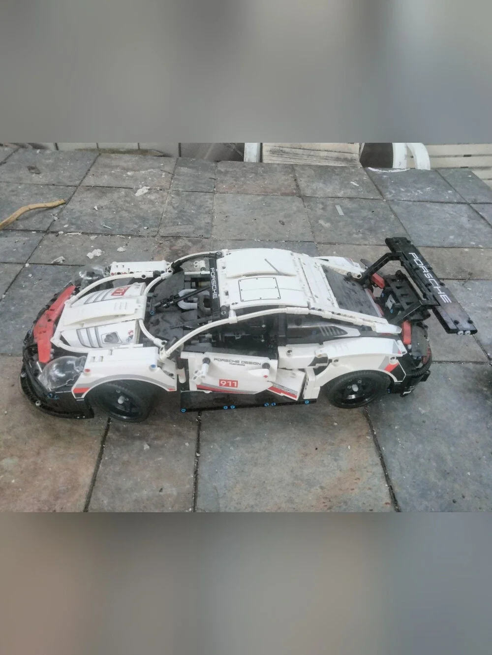Lego White Porsche 911 Technic Style Race Car Model